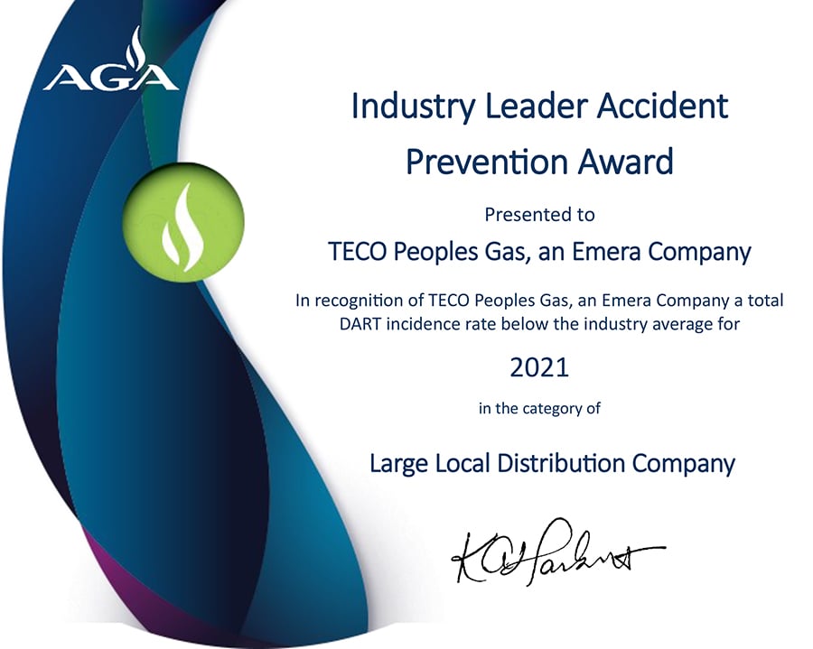 Peoples Gas Named Among Industry Leaders for Accident Prevention